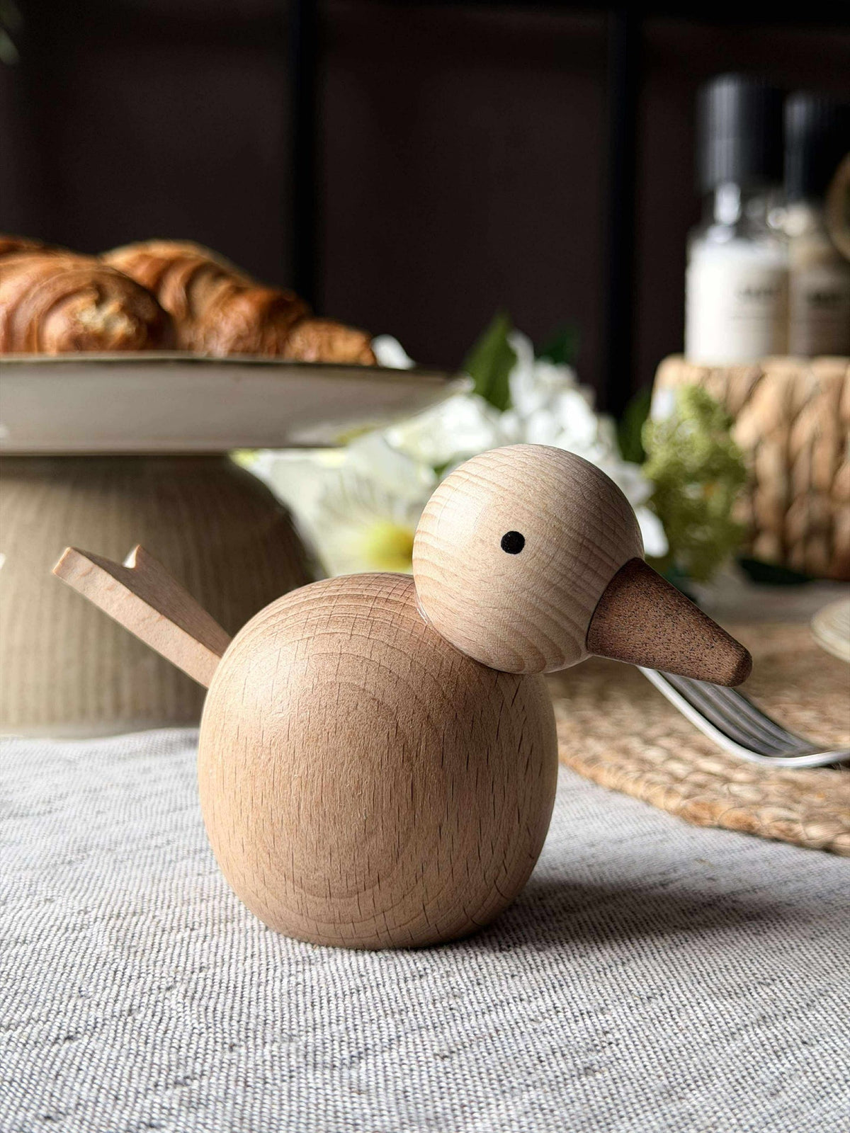 Zittende Vogel - Natuurlijk Beukenhout Groot