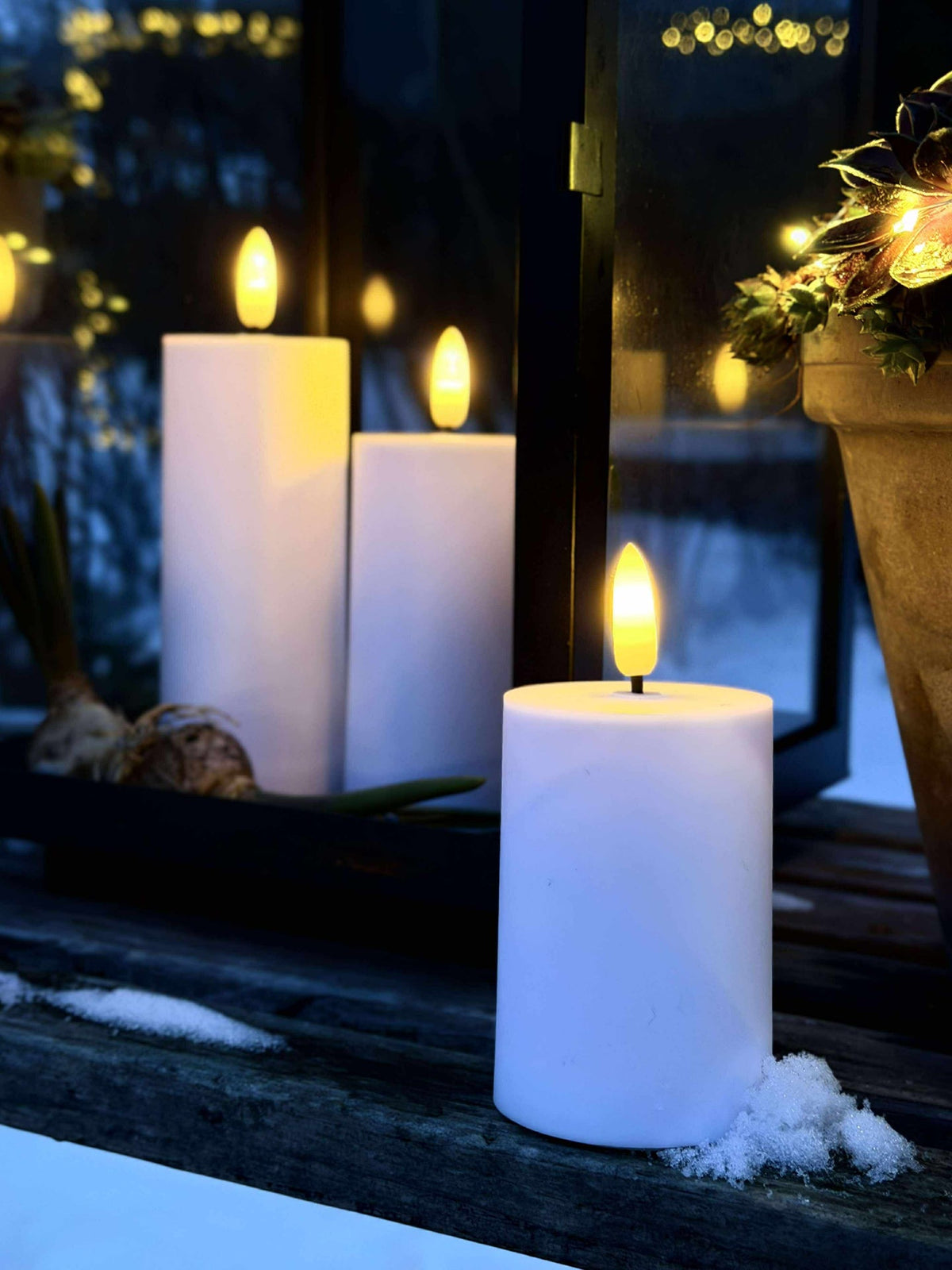 LED Outdoor Blokkaarsen Set van 3 stuks - Wit