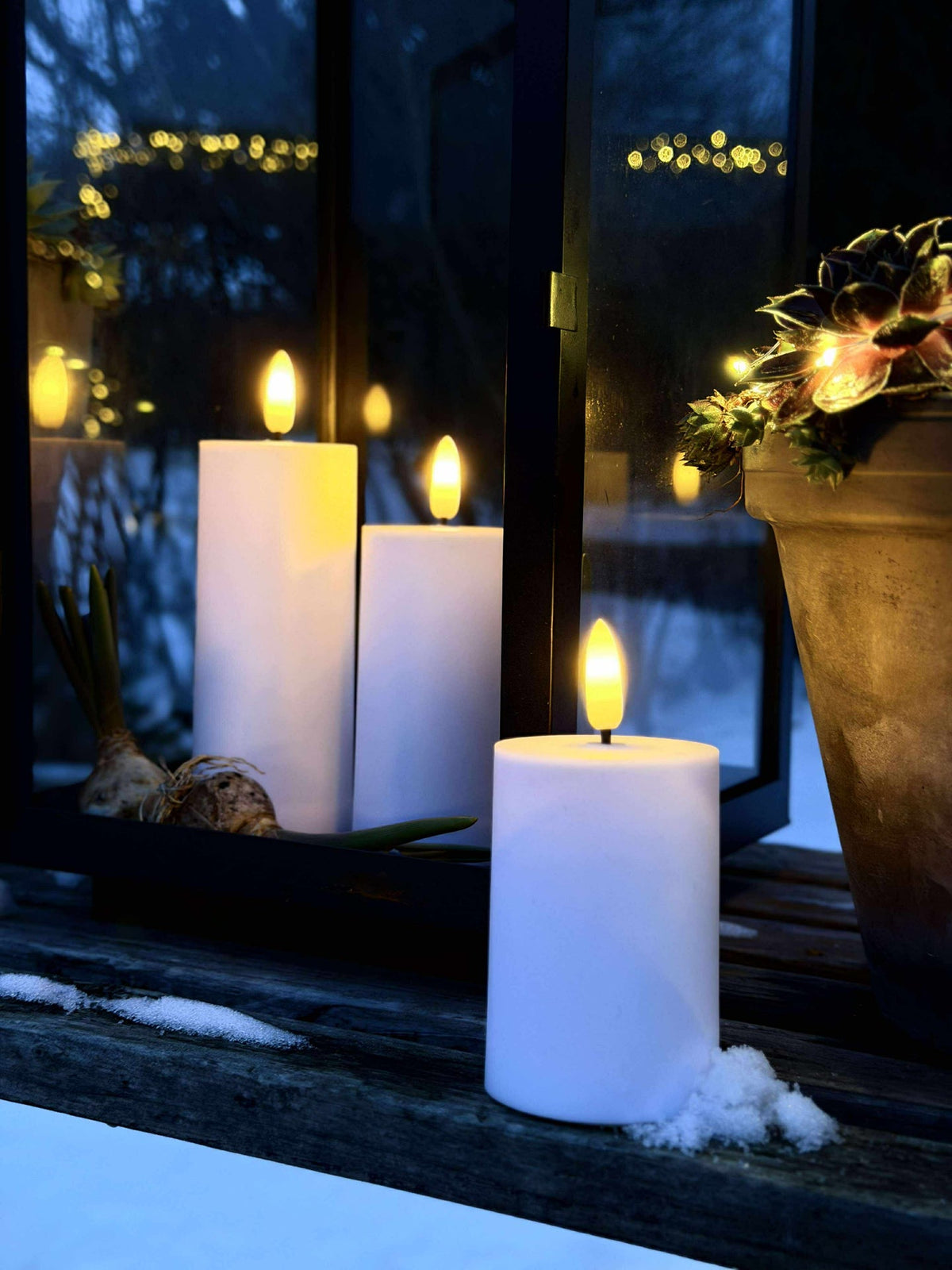 LED Outdoor Blokkaarsen Set van 3 stuks - Wit