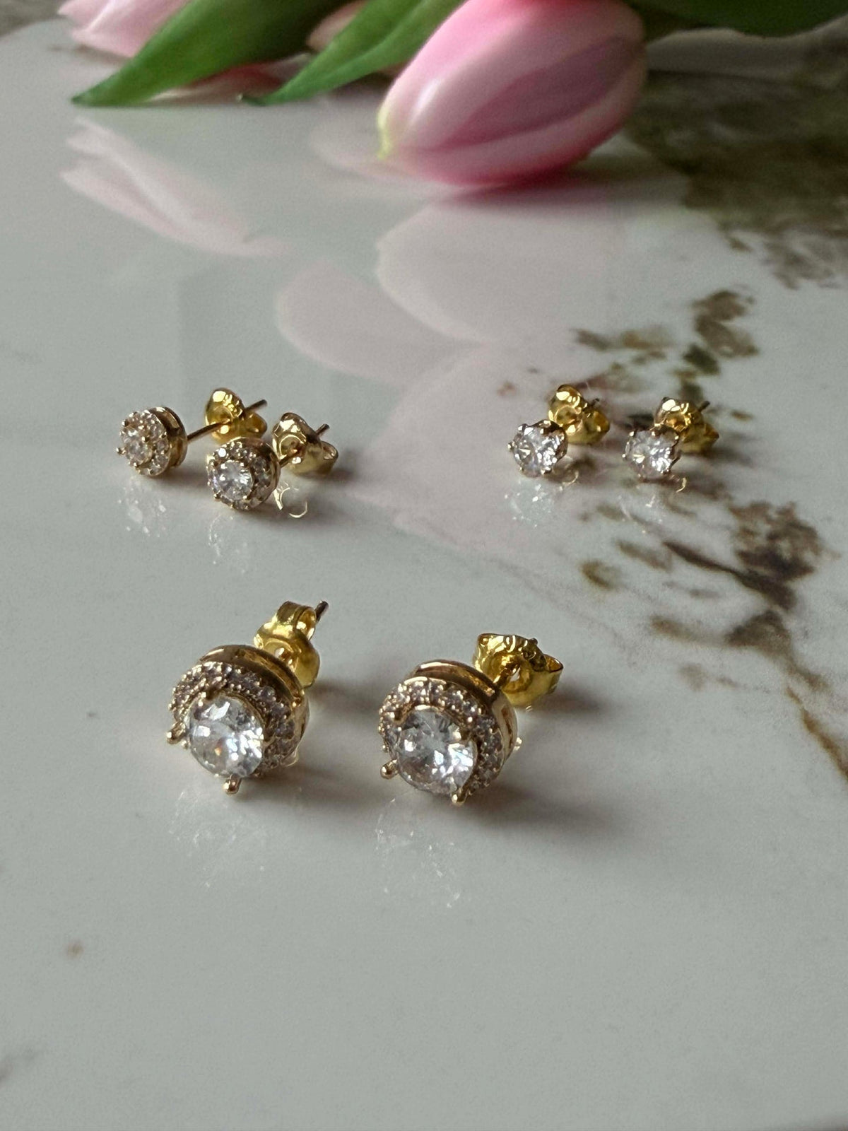 Mix box met 6 oorbellen - Bea 18k verguld