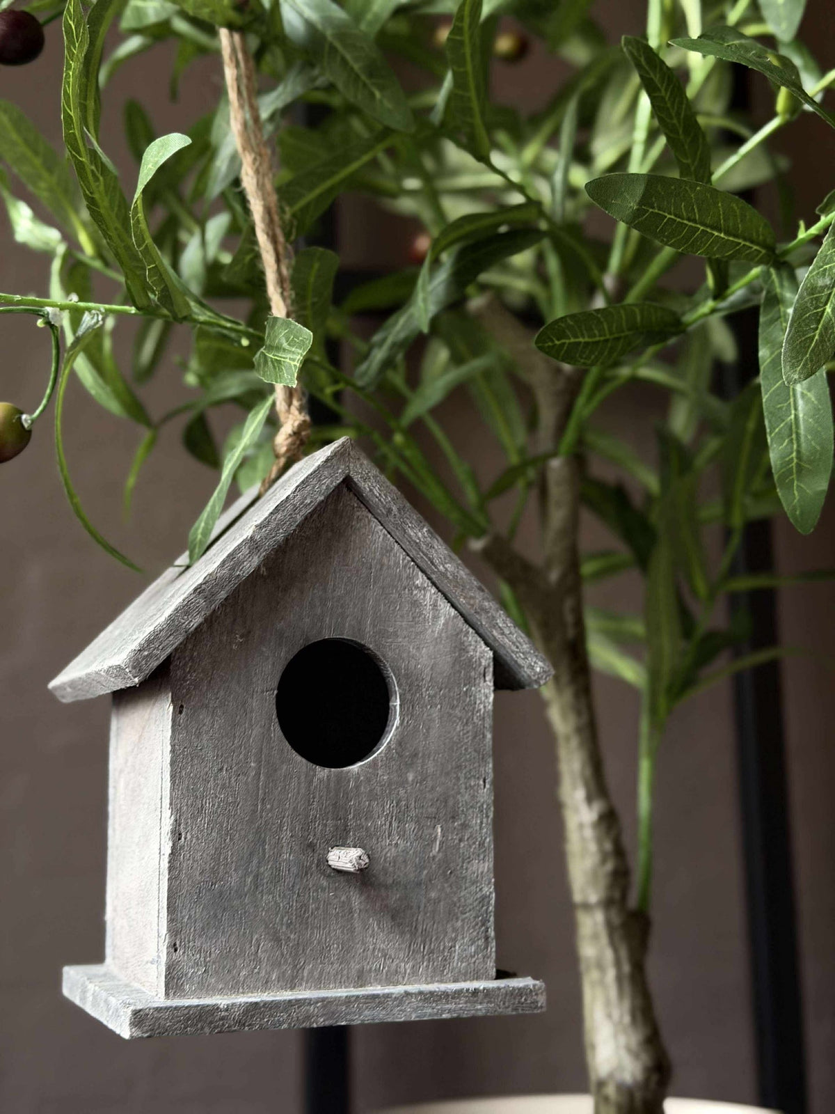 Houten vogelhuis - Grijs