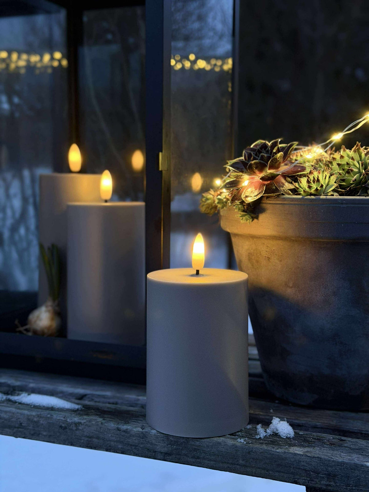 LED buitenblokkaarsen set van 3 stuks – Zand