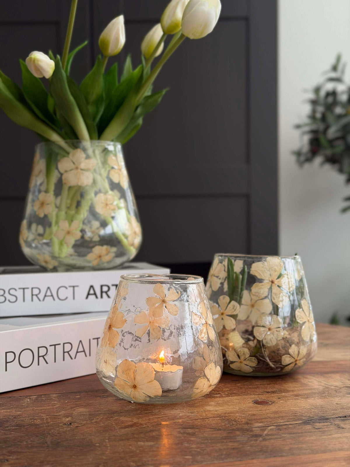 Kandelaar - Glas met bloemen - meerdere maten