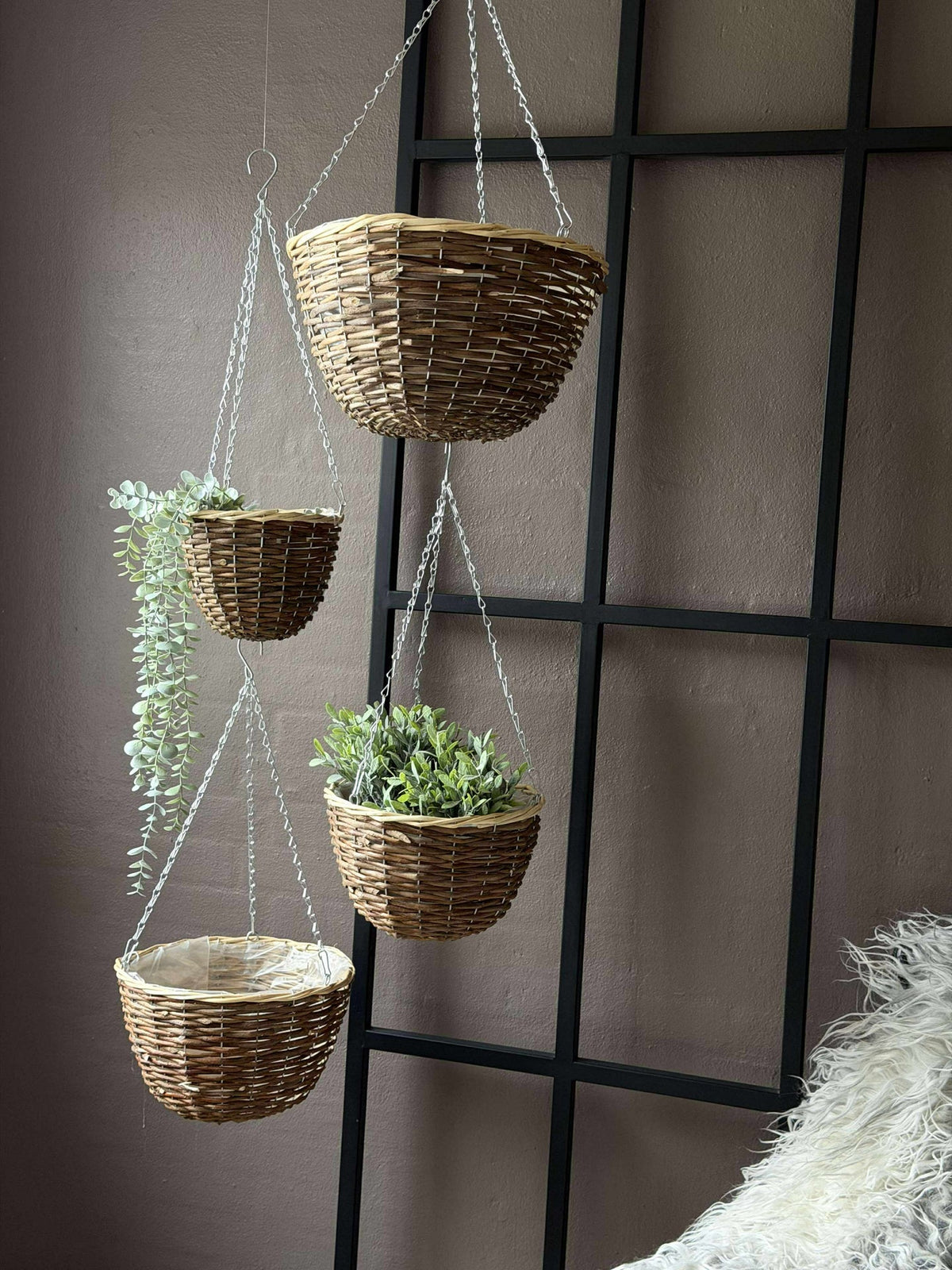 Hangpot van wilg - Set van 4 stuks
