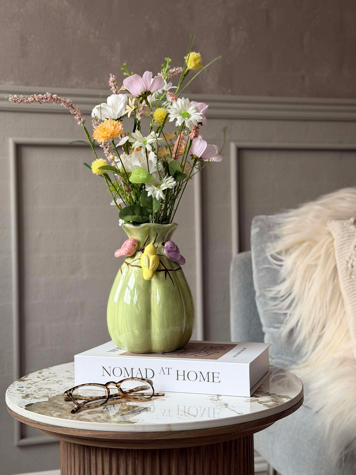 Vaas met decoratie - Wit of Groen