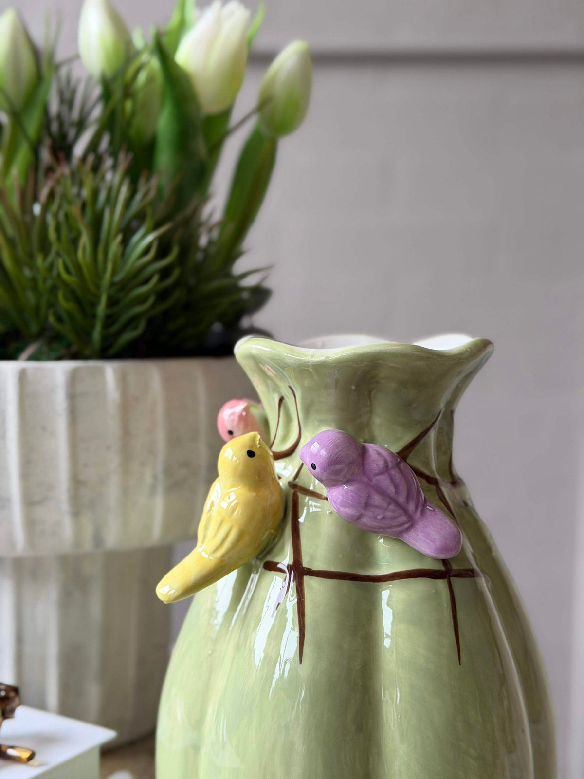 Vaas met decoratie - Wit of Groen