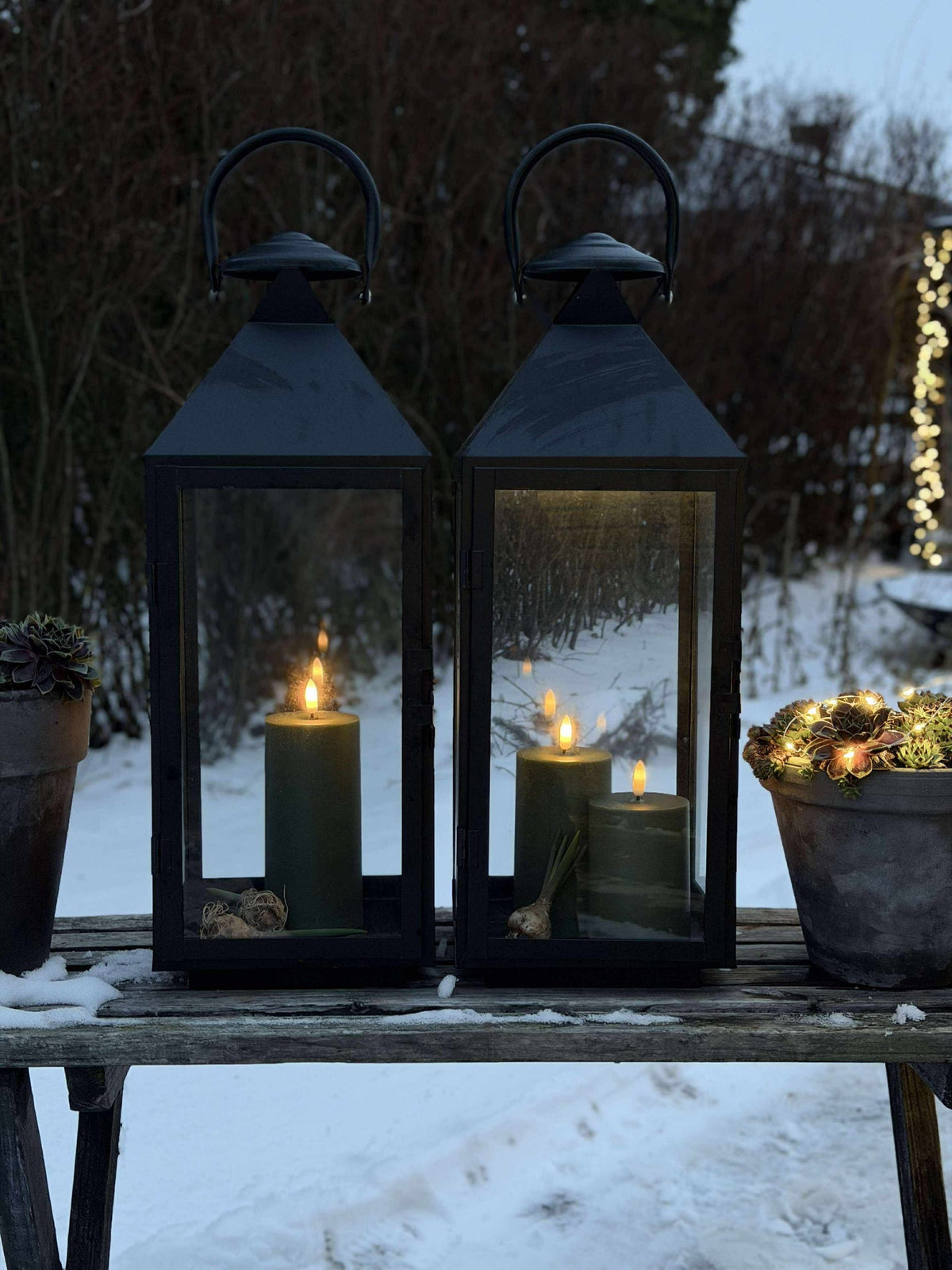 LED Buiten Stompkaarsen - Set van 3 stuks - Groen