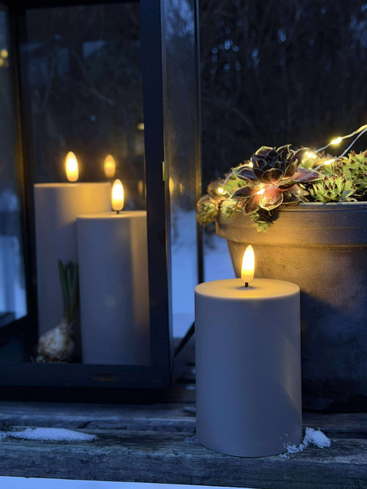 LED buitenblokkaarsen set van 3 stuks – Zand