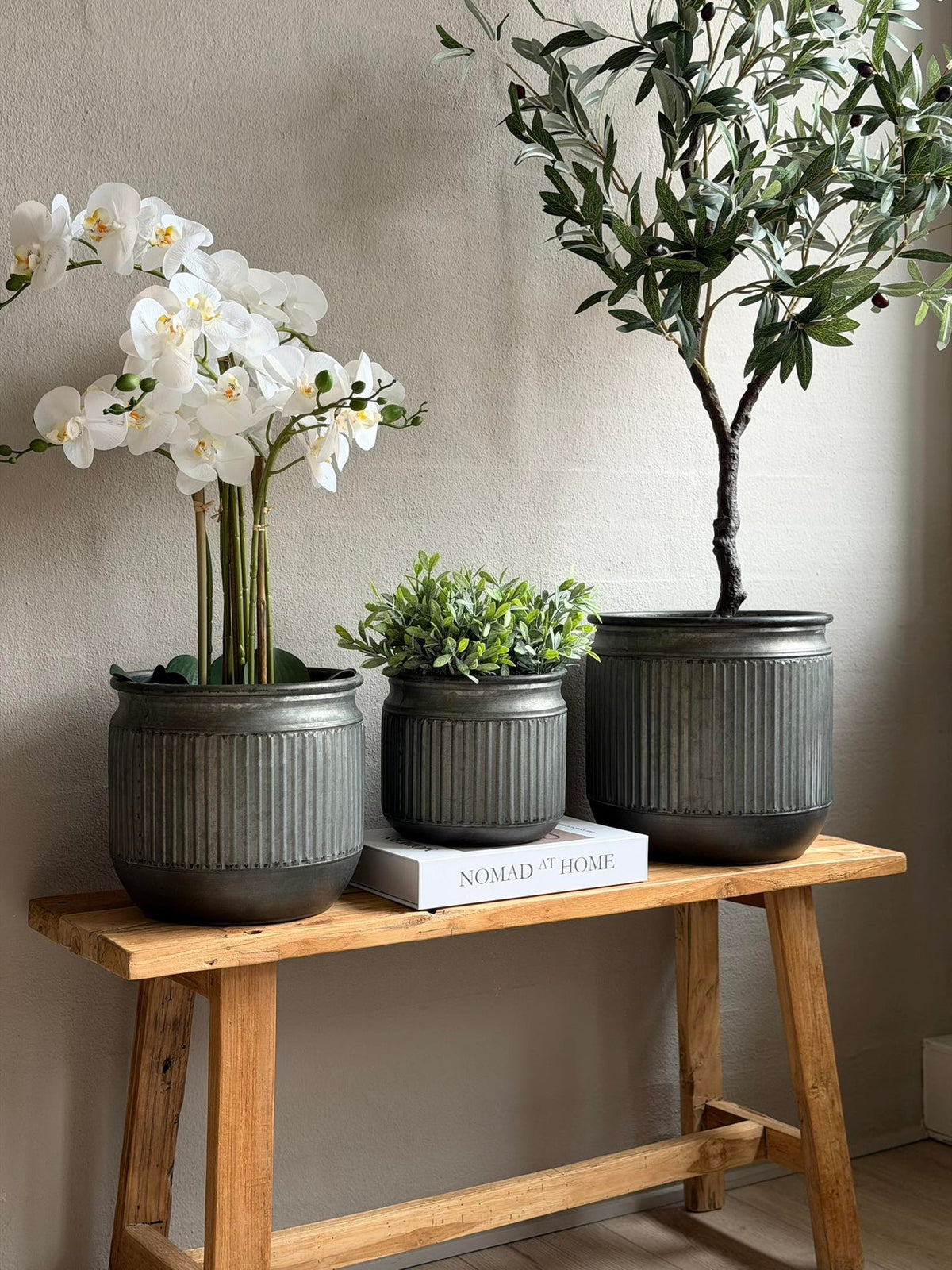 Zinken pot met groeven – 3 stuks