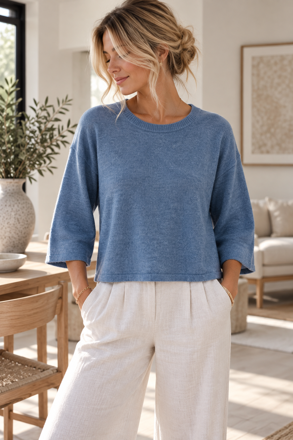 Sweater met 3/4-mouwen - Jeans