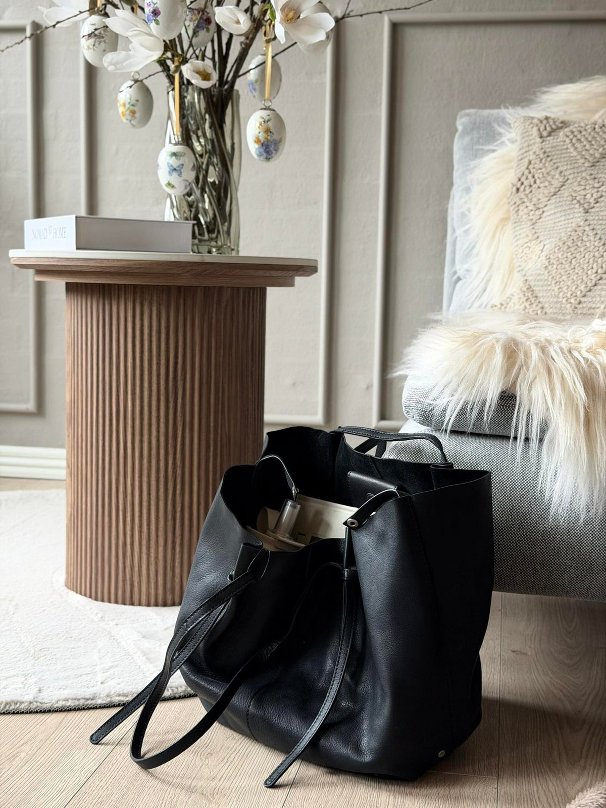 Shopper in zacht leer - Zwart
