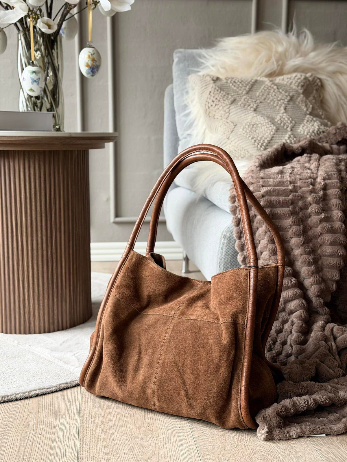 Shopper van suède - Walnut