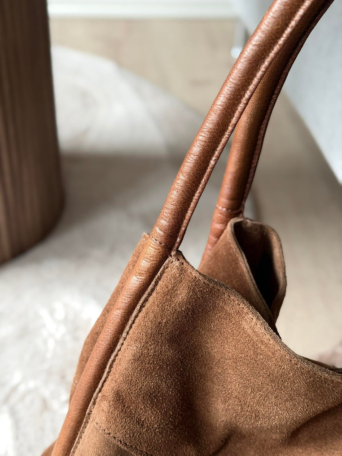 Shopper van suède - Walnut
