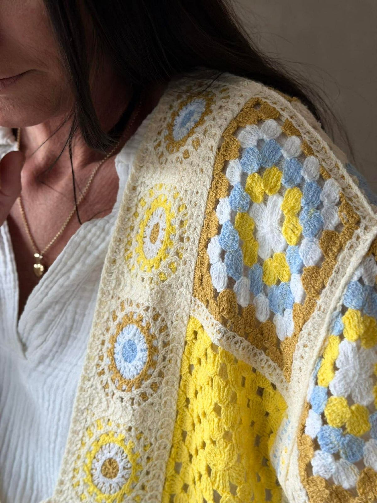Cardigan Boho - Geel