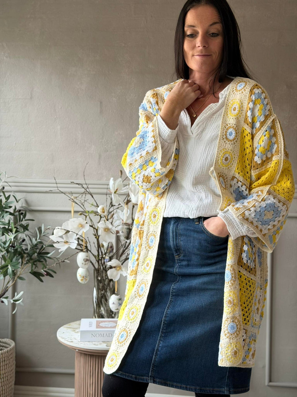 Cardigan Boho - Geel