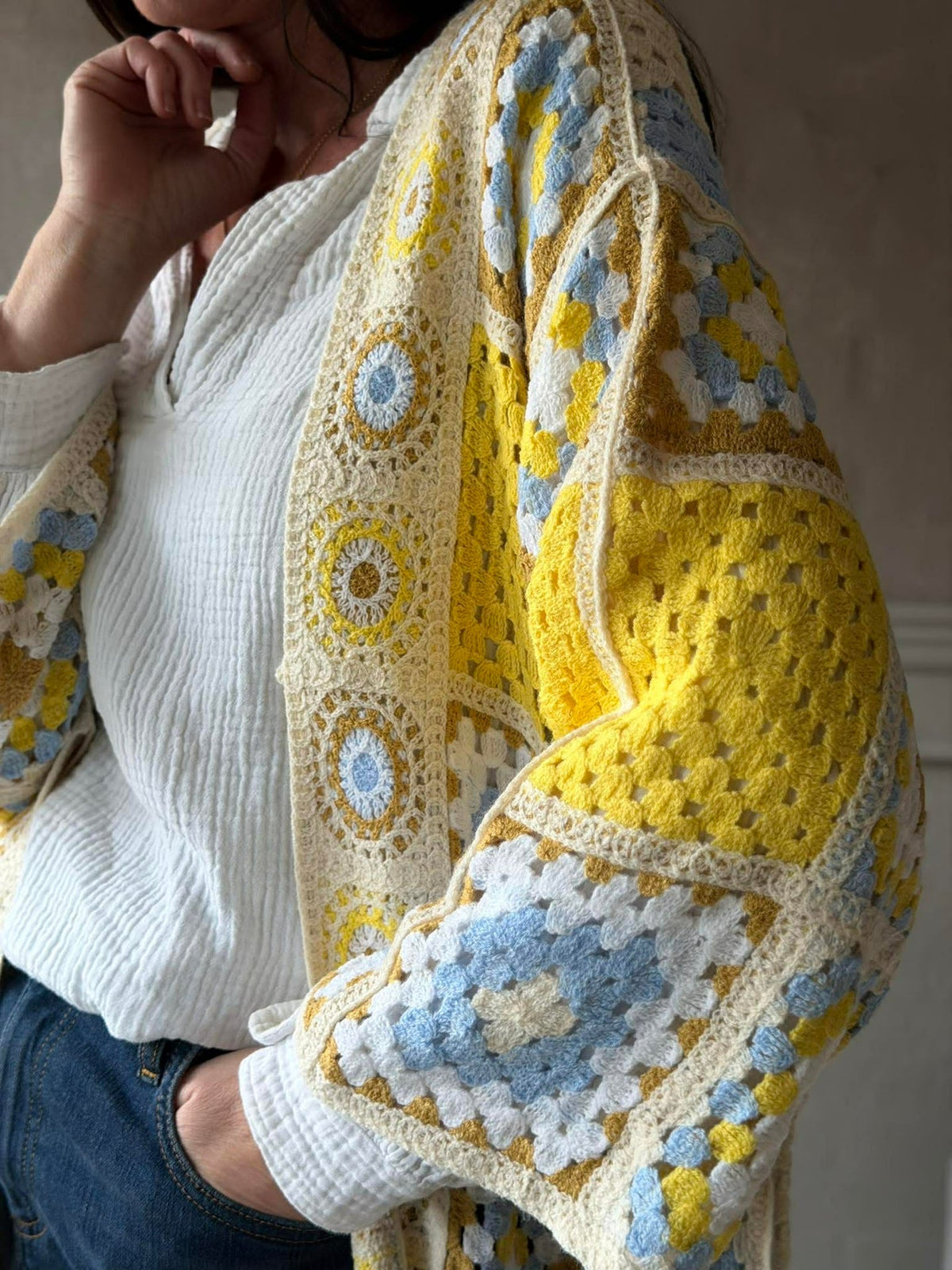 Cardigan Boho - Geel