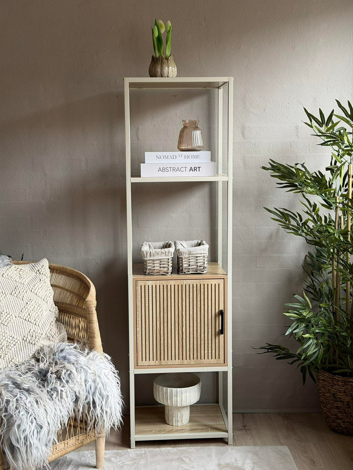 Kast met planken en kast - Off-white