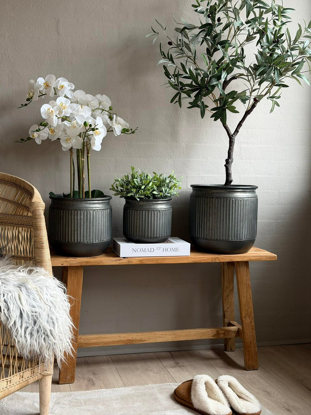 Zinken pot met groeven – 3 stuks