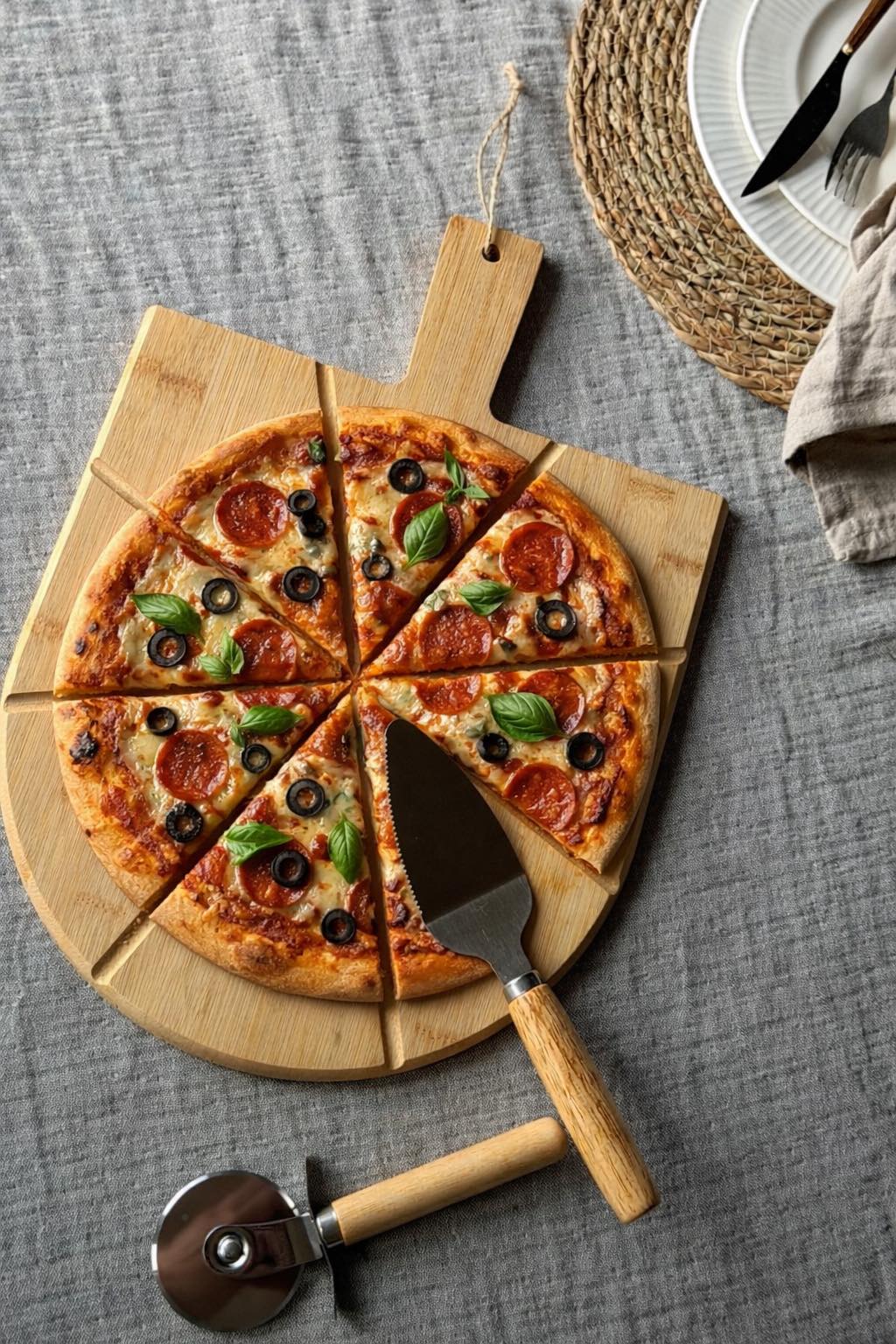 Pizzasnijplank met 2 accessoires