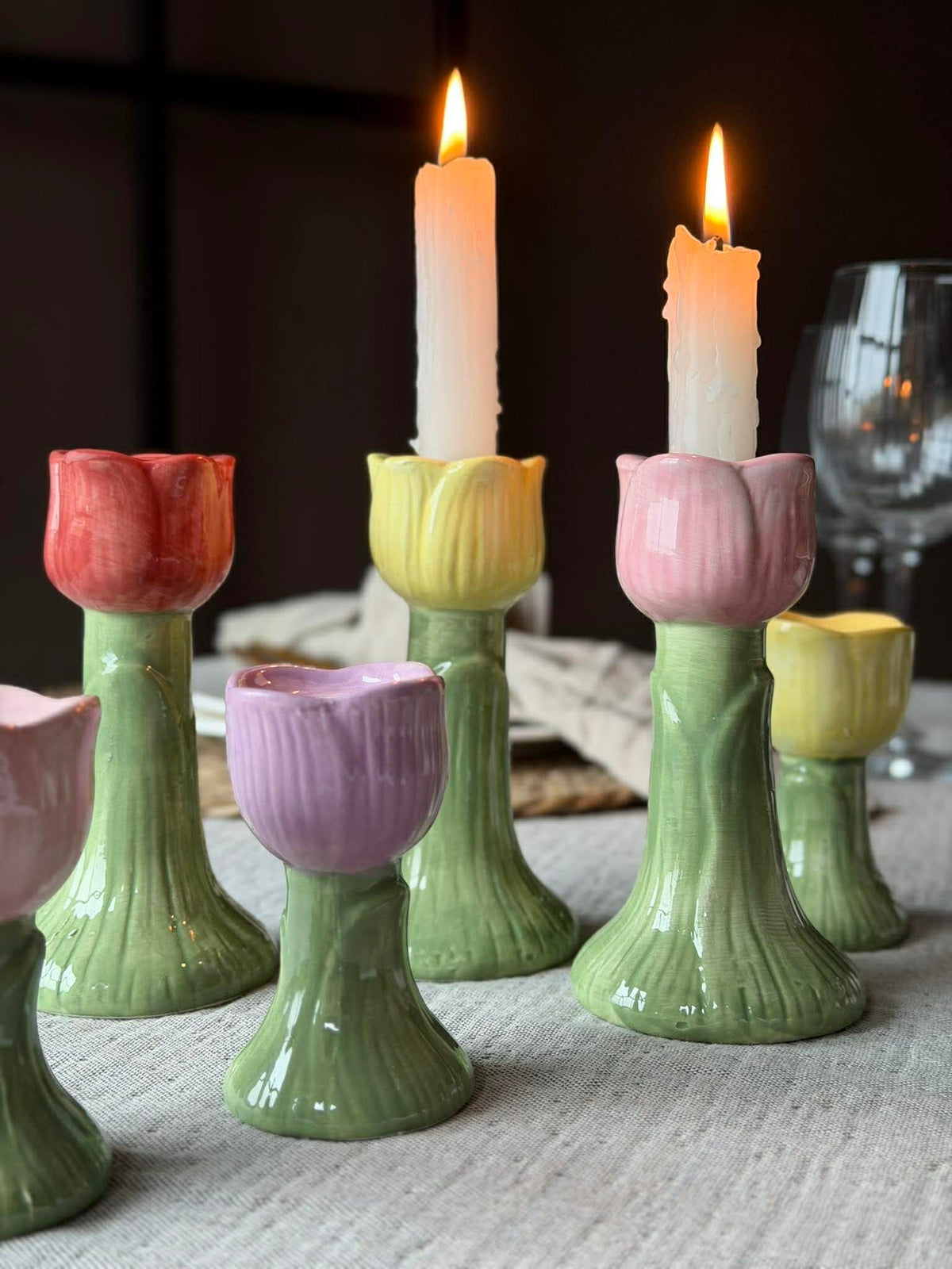 Kaarsenhouder Tulp 9 cm - Meerdere kleuren