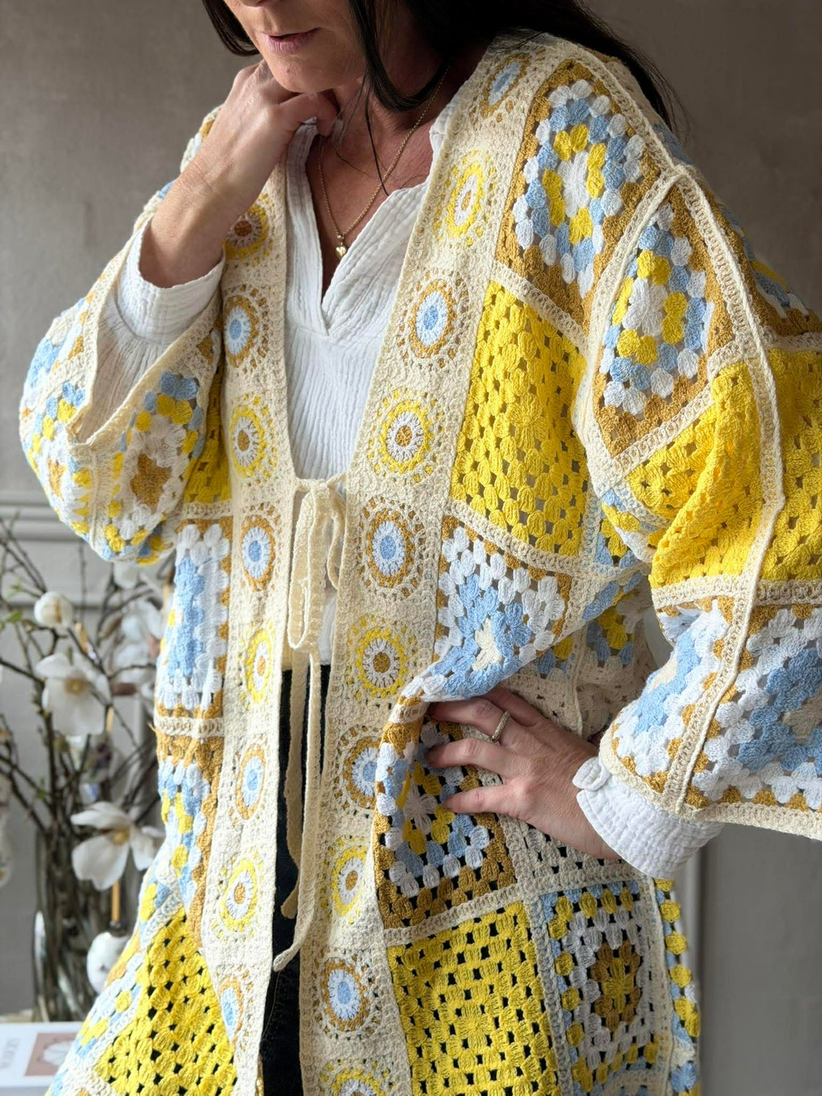 Cardigan Boho - Geel