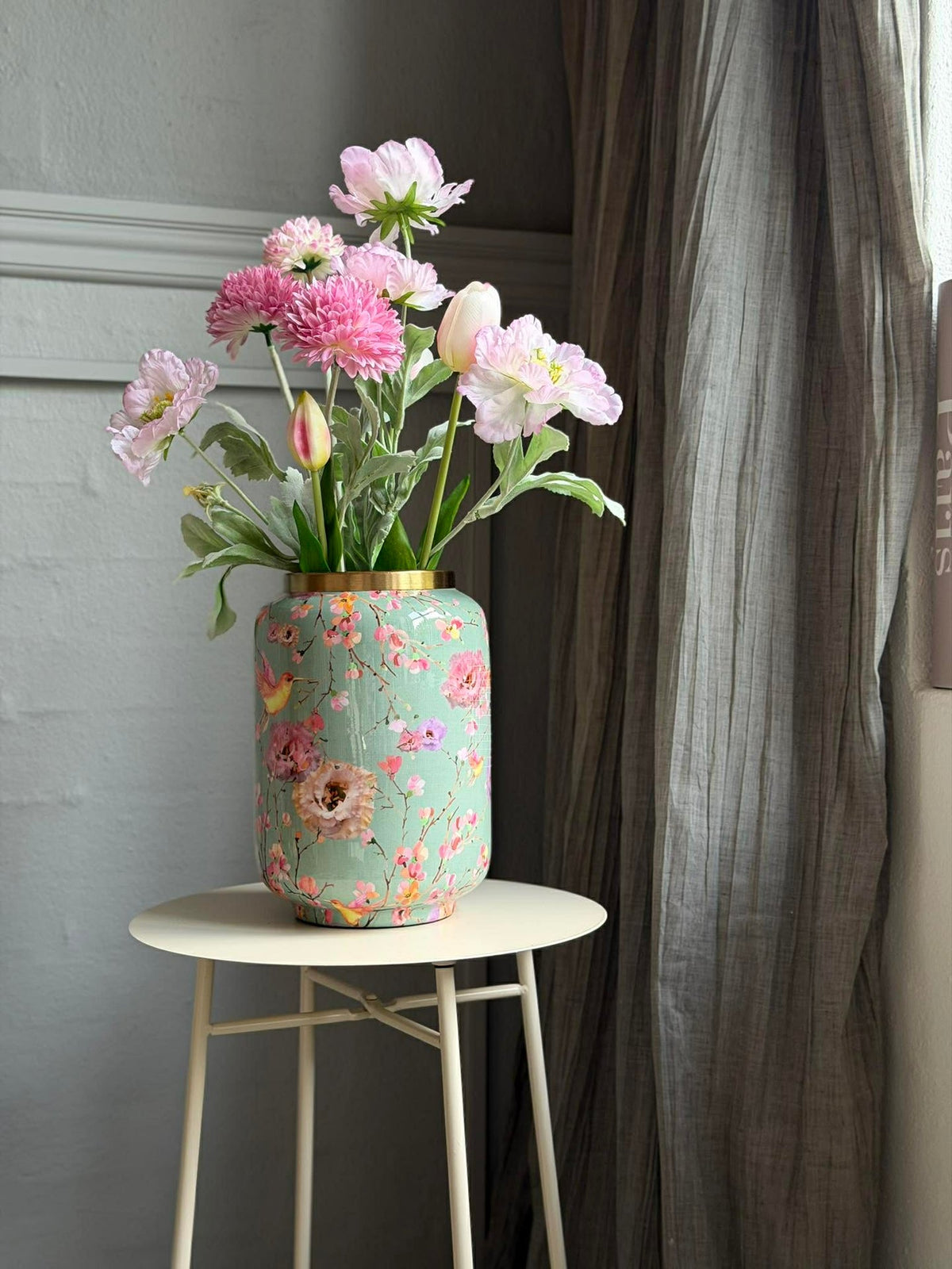 Vase Flower print  - Groen