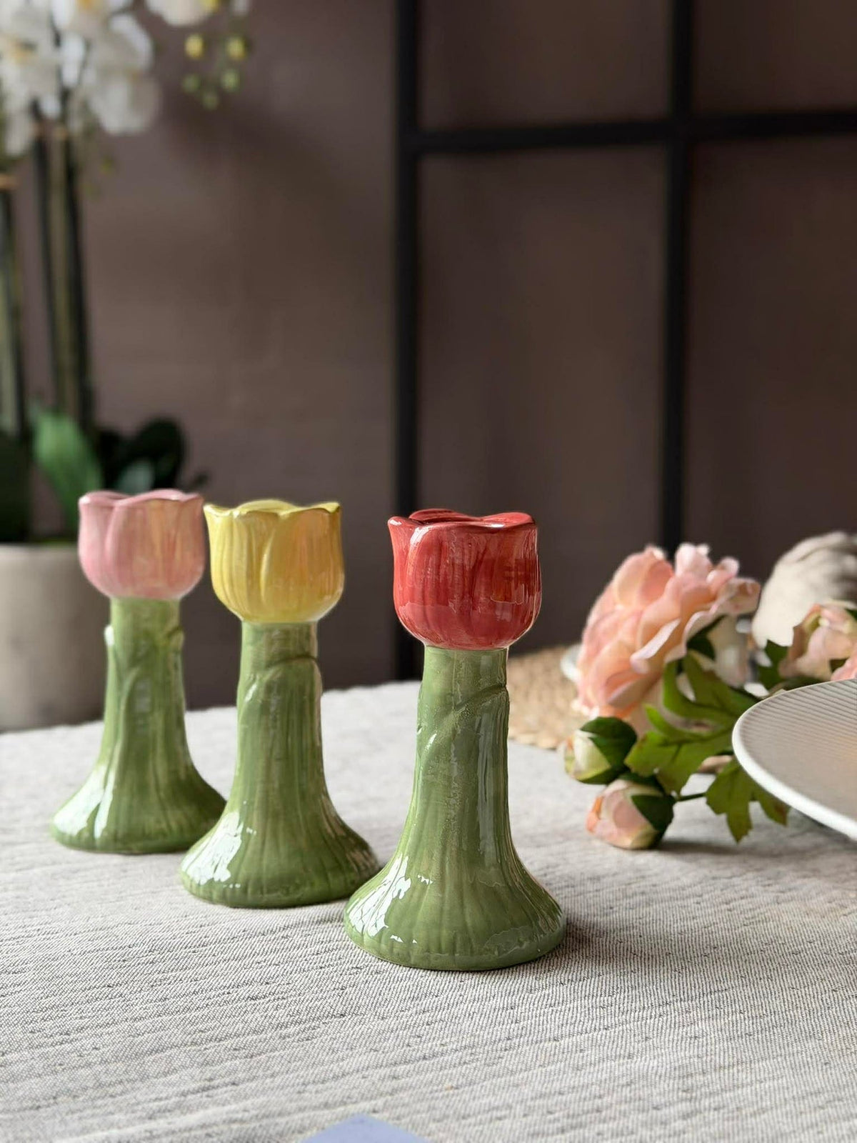 Kaarsenhouder Tulipan 14 cm - Meerdere kleuren