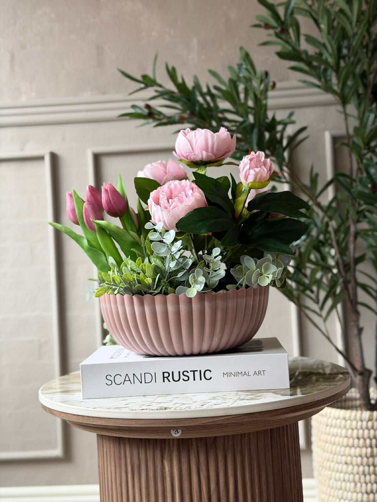 Schaal in betonlook - Roze