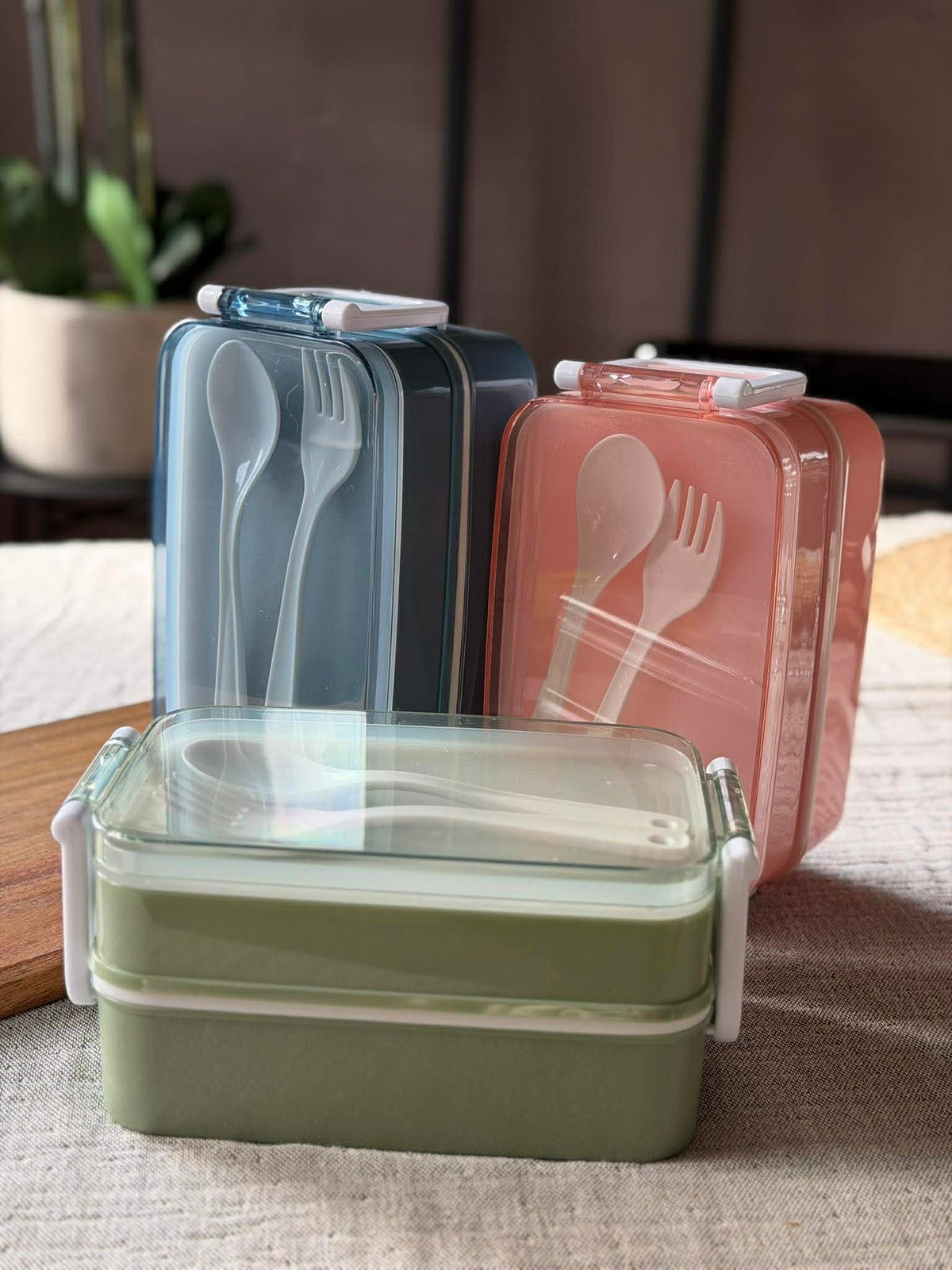 Lunchbox met lepel en vork - Colormix