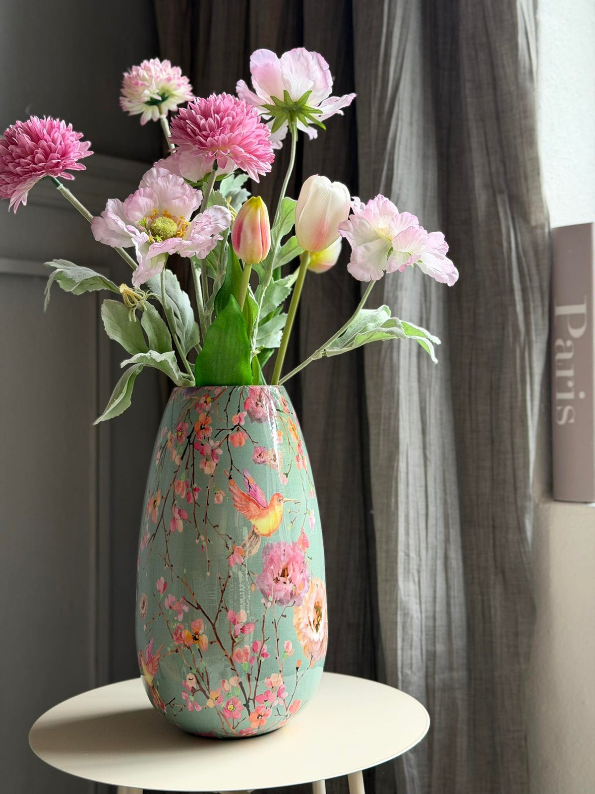 Vase Flower print 25 cm - Groen