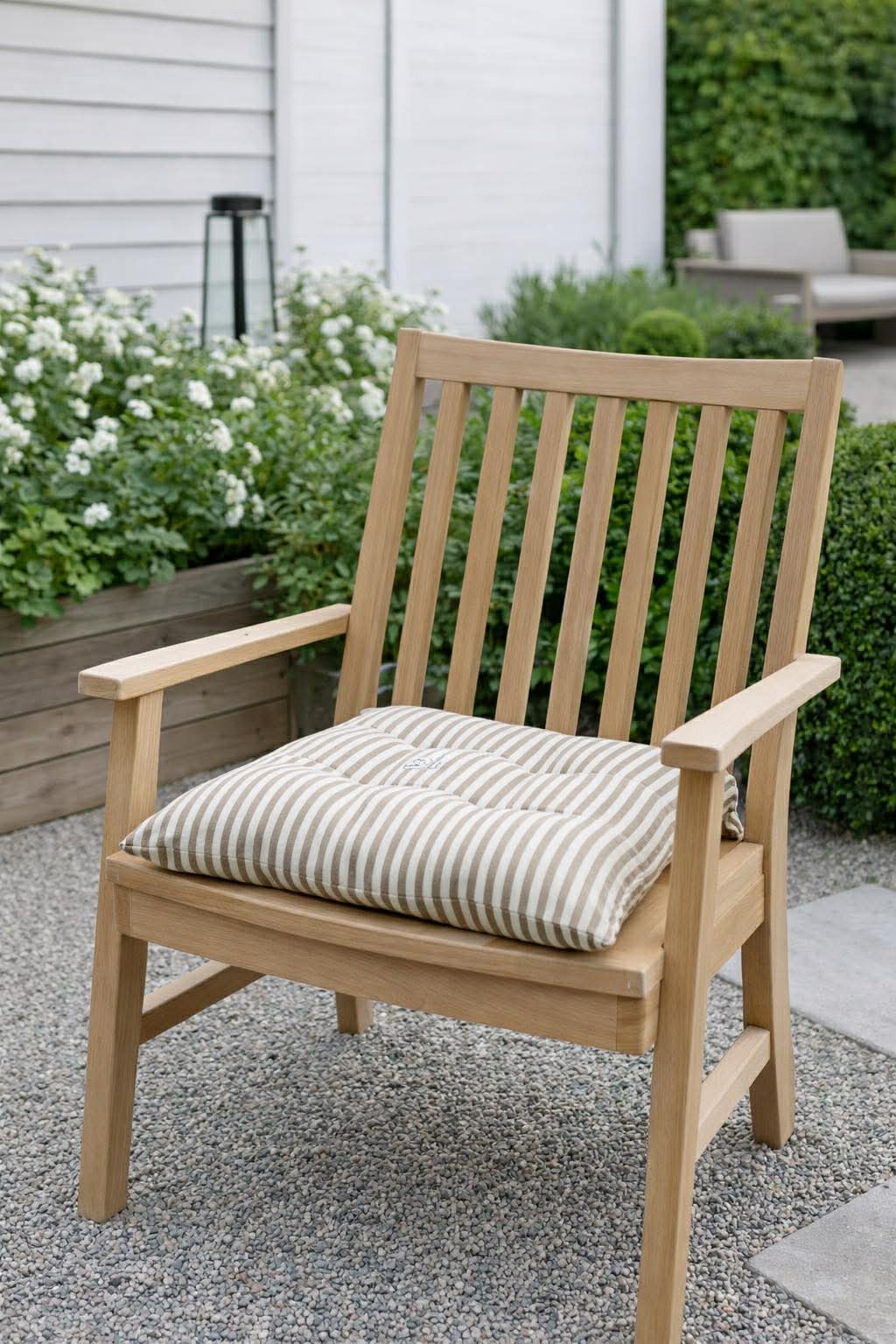 Stoelkussen met vulling - Beige Strepen 40x40cm