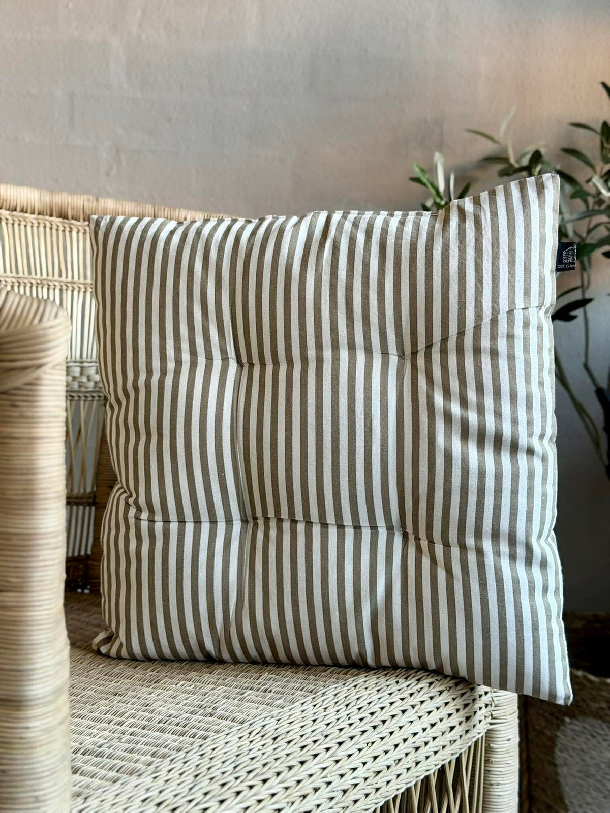 Stoelkussen met vulling - Beige Strepen 40x40cm
