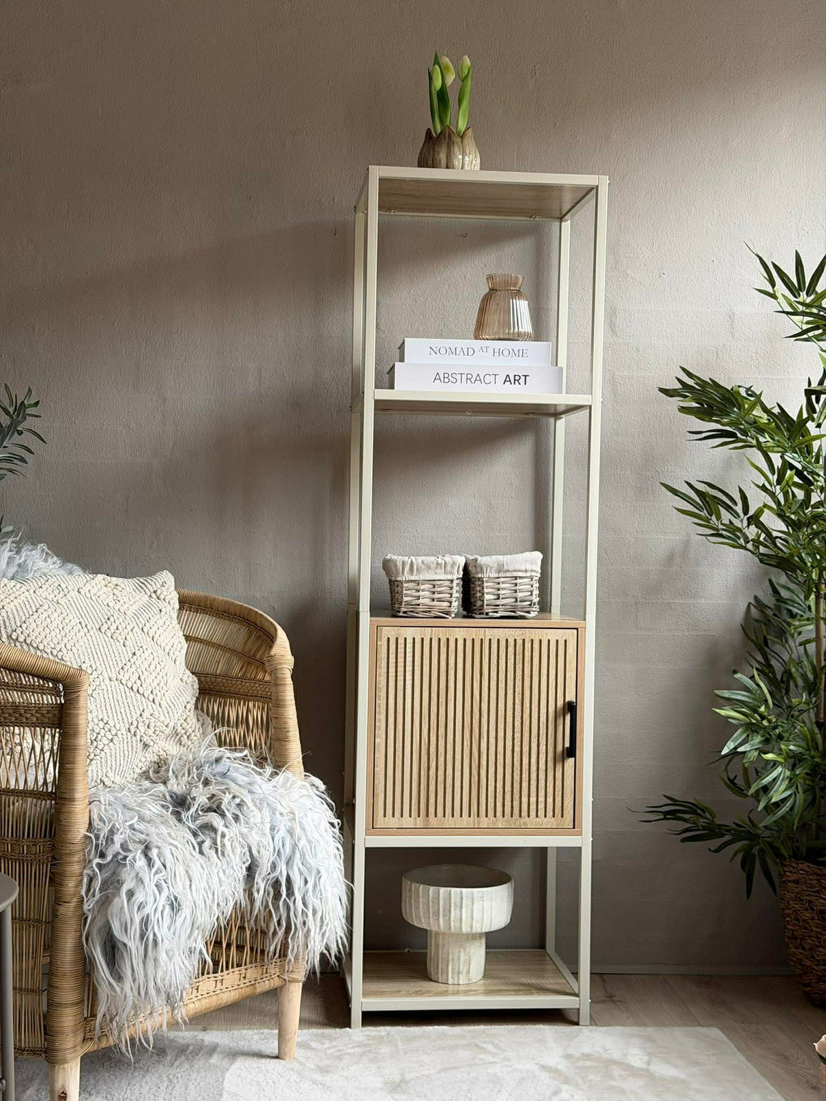 Kast met planken en kast - Off-white