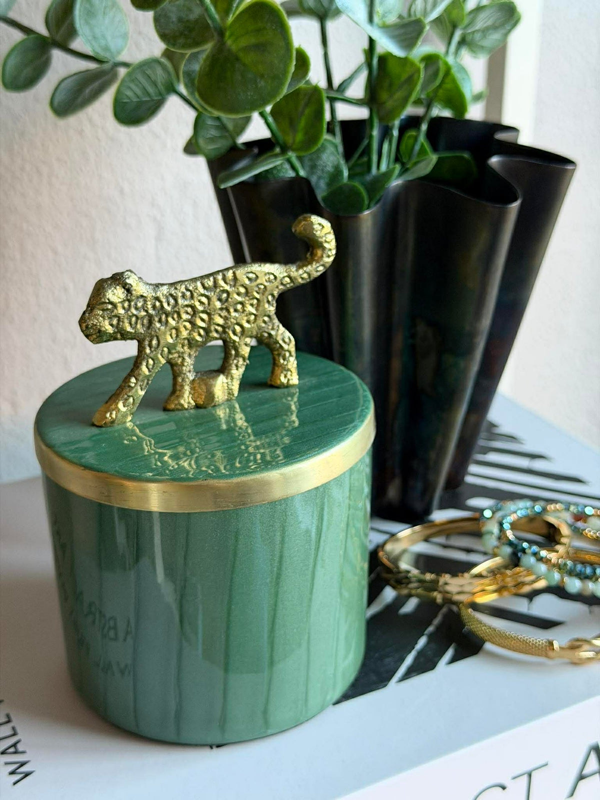 Pot met deksel – Groen met Luipaard