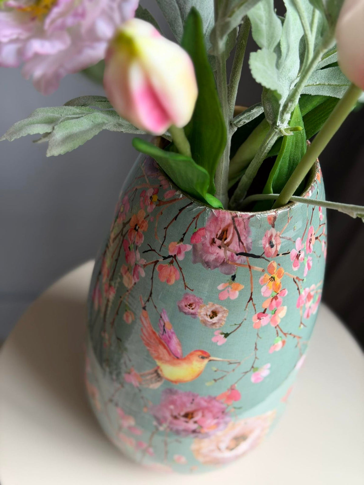 Vase Flower print 25 cm - Groen