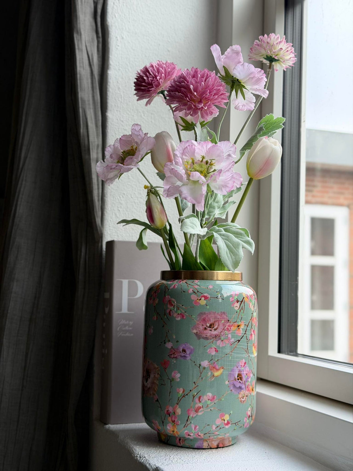 Vase Flower print  - Groen