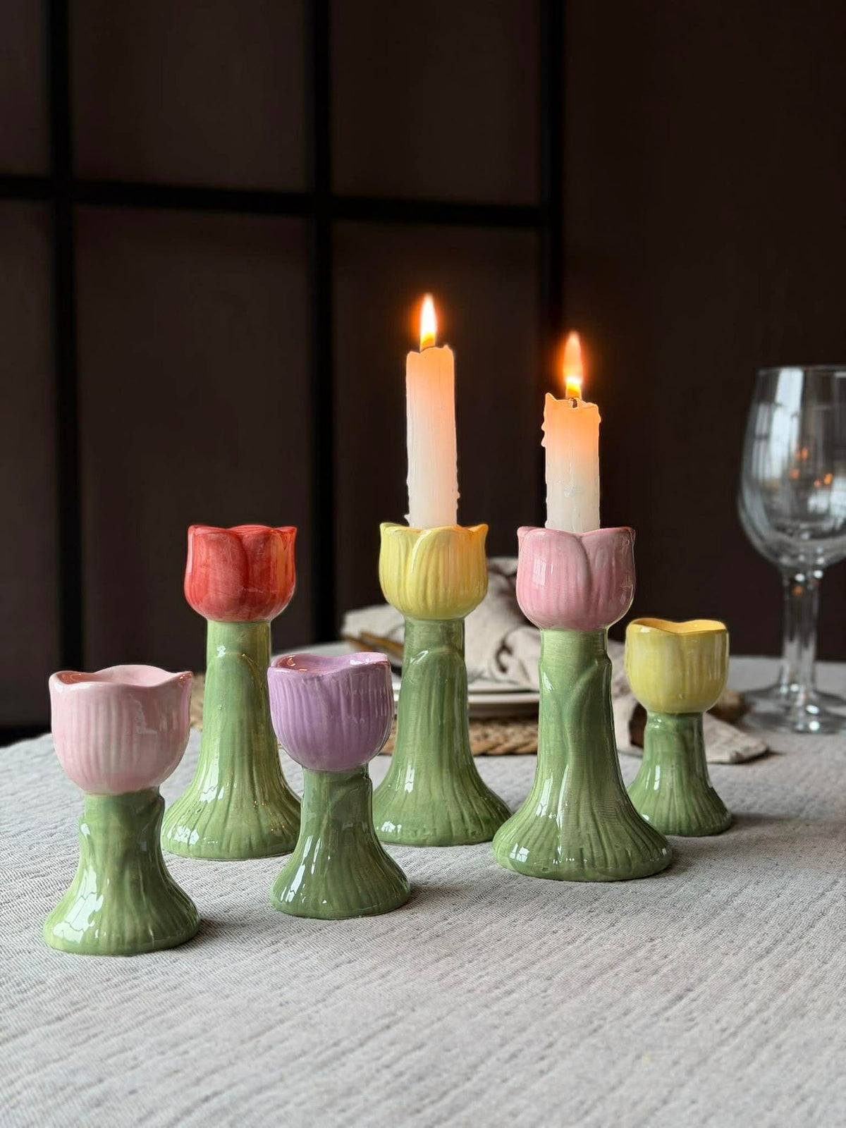 Kaarsenhouder Tulp 9 cm - Meerdere kleuren