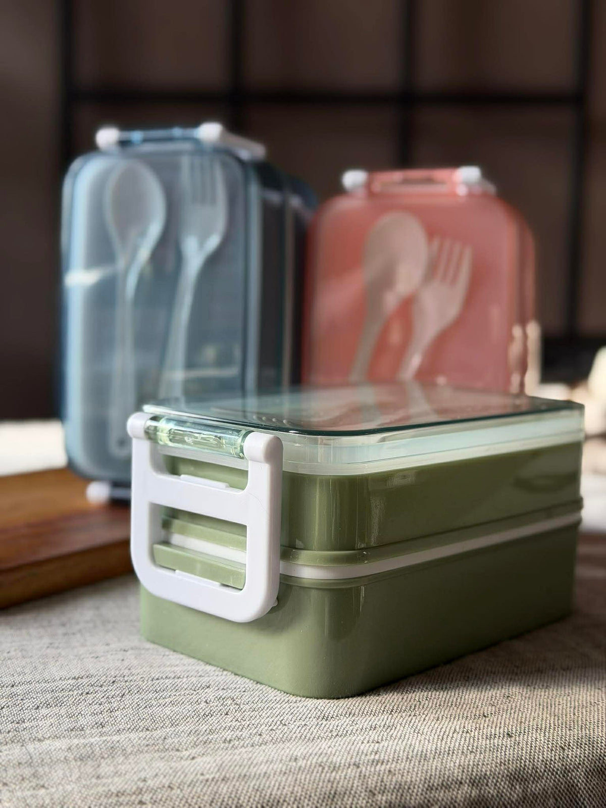 Lunchbox met lepel en vork - Colormix