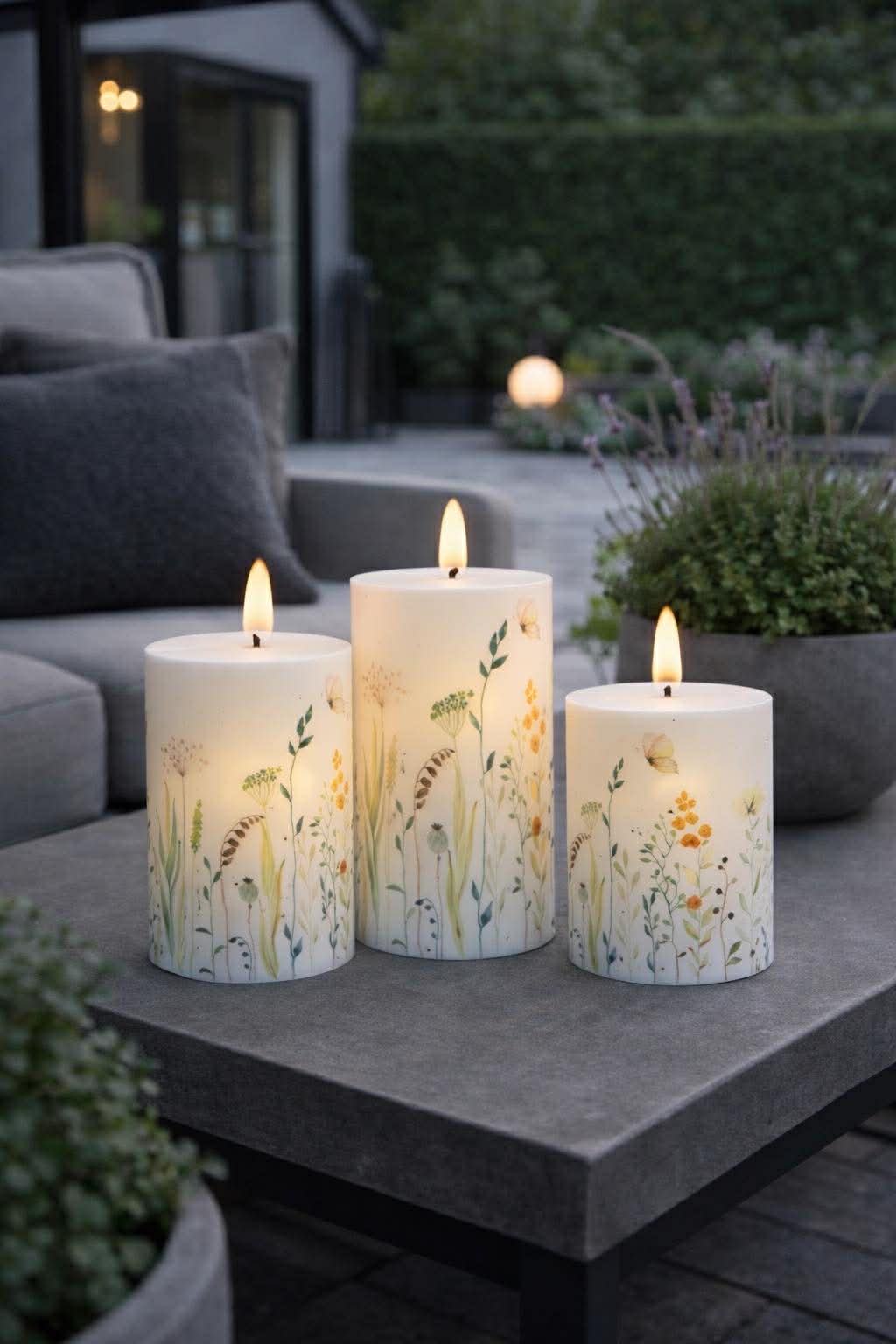 Outdoor Stompkaarsen Wild Flower - Set van 3 st.