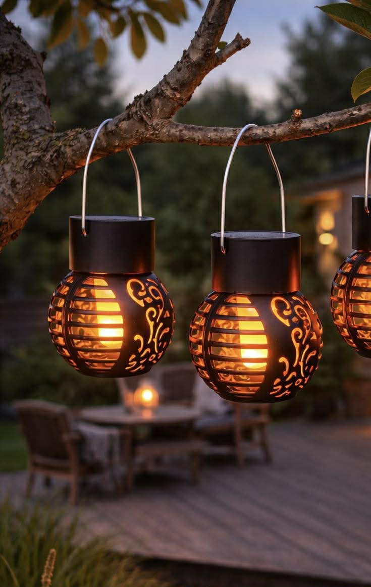 Lantaarn met zonnecellen - Saga black