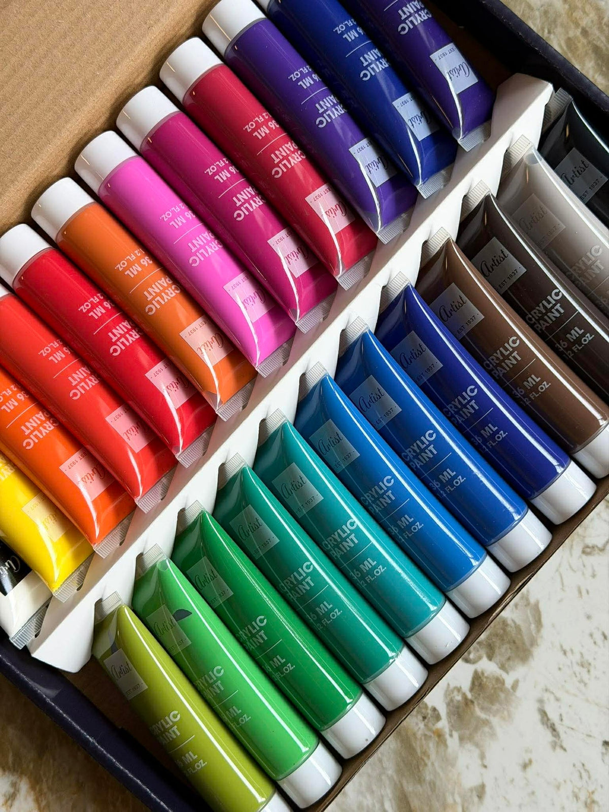 Acrylverf 36 ml - set van 24 stuks. Geschikt voor steenschilderen