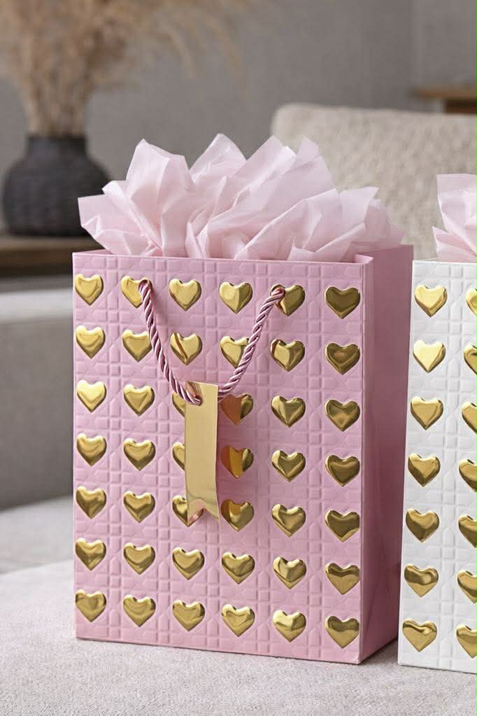 Cadeautas Medium met Hartjes - Color Mix 1 stuk
