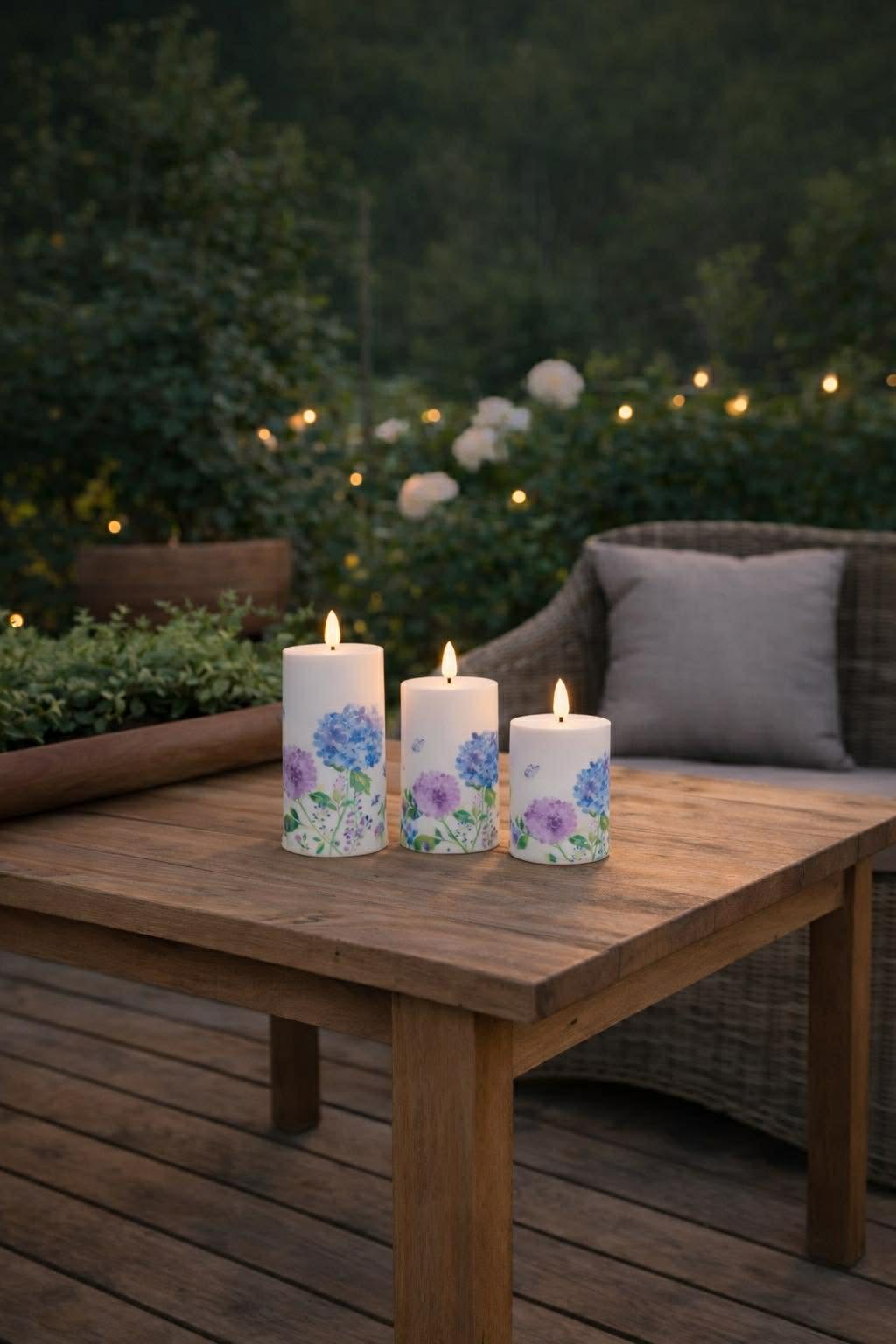 Outdoor Stompkaarsen Flower - Set van 3 stuks