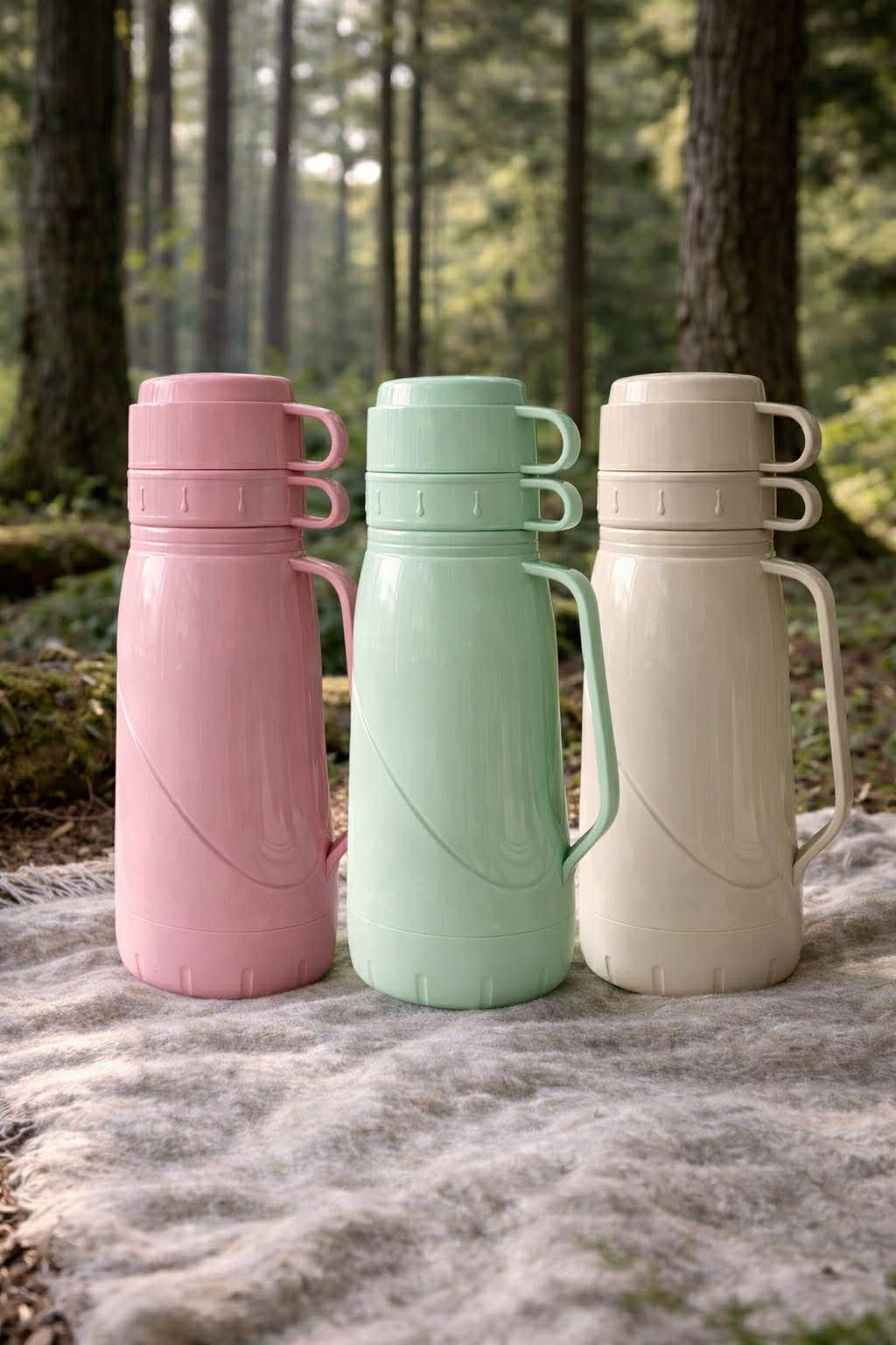 Thermofles RETRO met beker - Meerdere kleuren