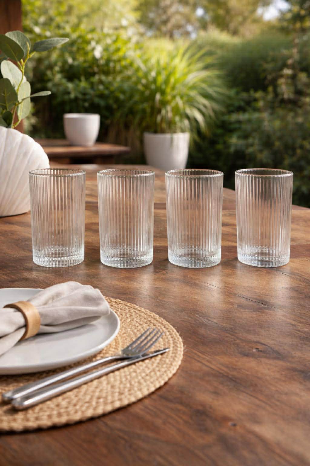 Drinkglazen met ribbels -  4 stuks