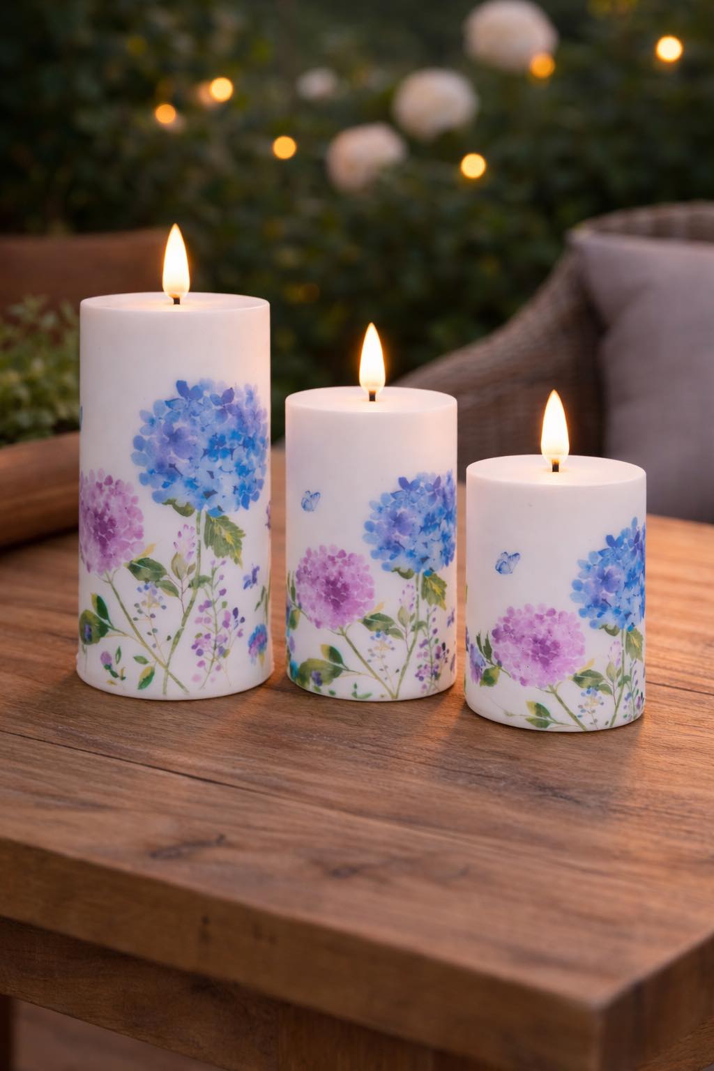 Outdoor Stompkaarsen Flower - Set van 3 stuks