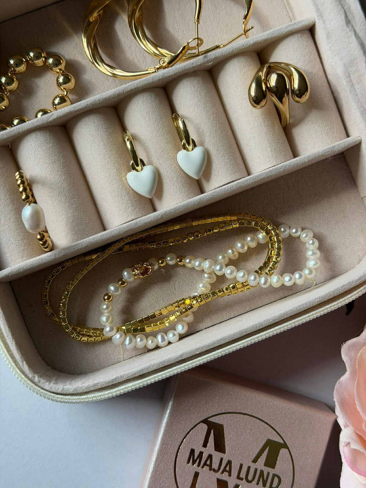 Oorbellen Dina - verguld Off White