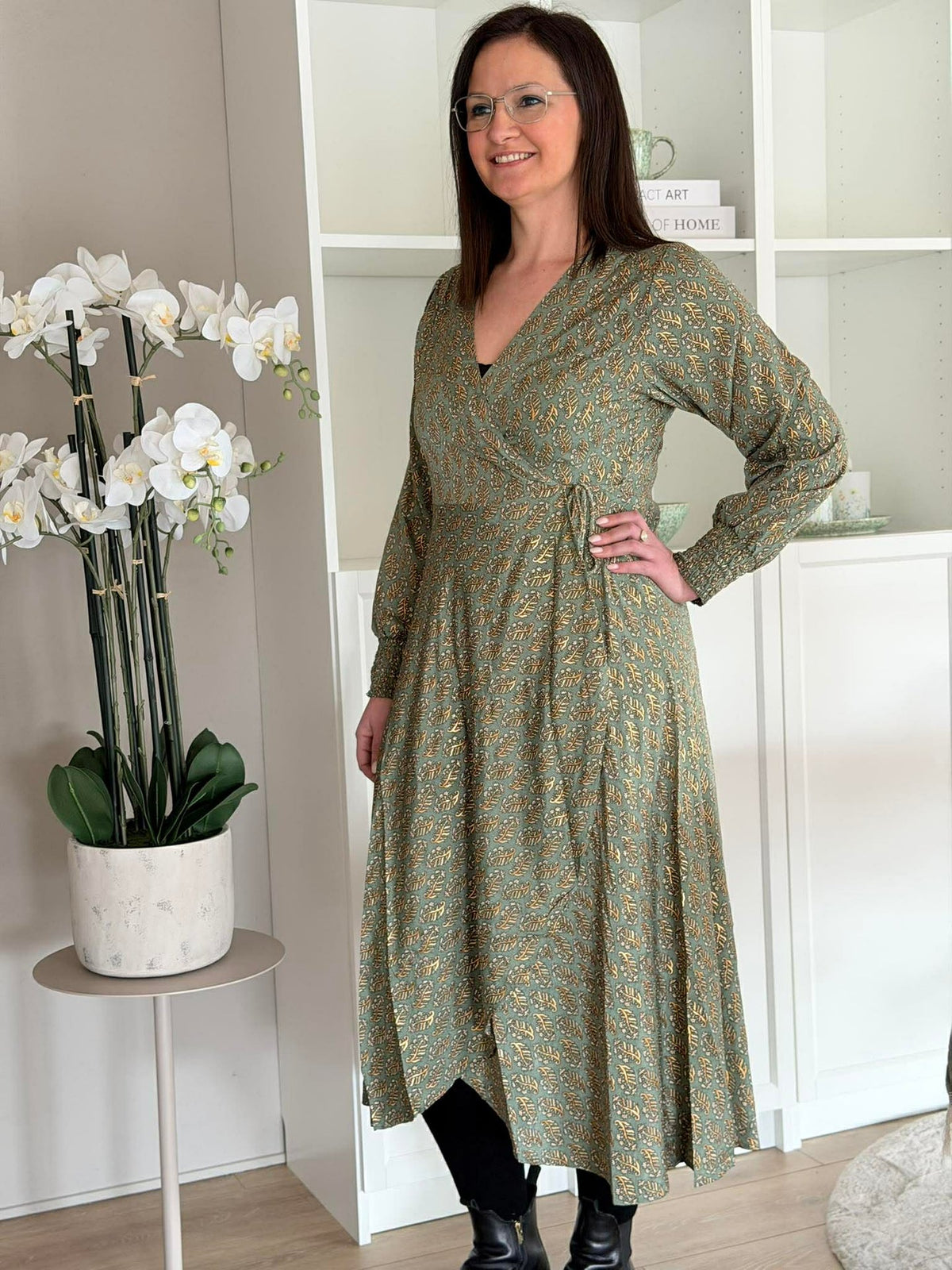 Jurk Luna wrap - Olive Mist