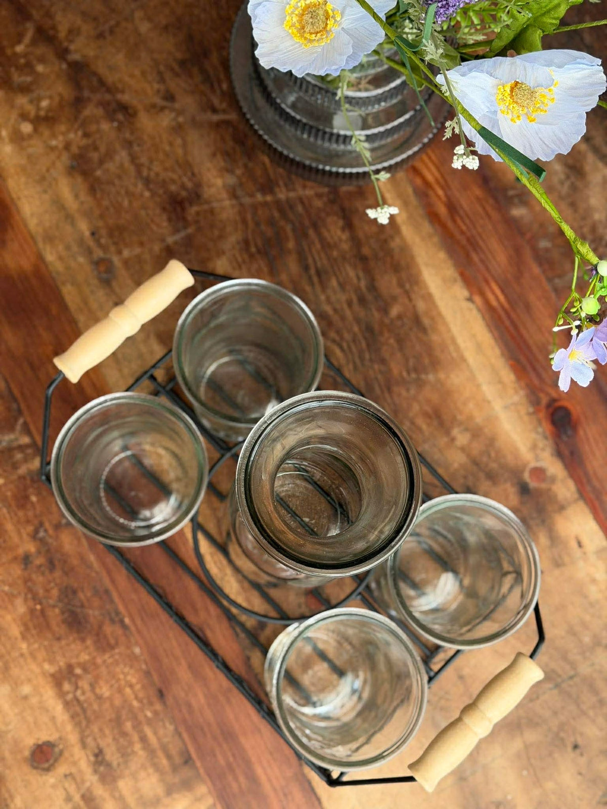 Set met dienblad, 4 glazen en karaf
