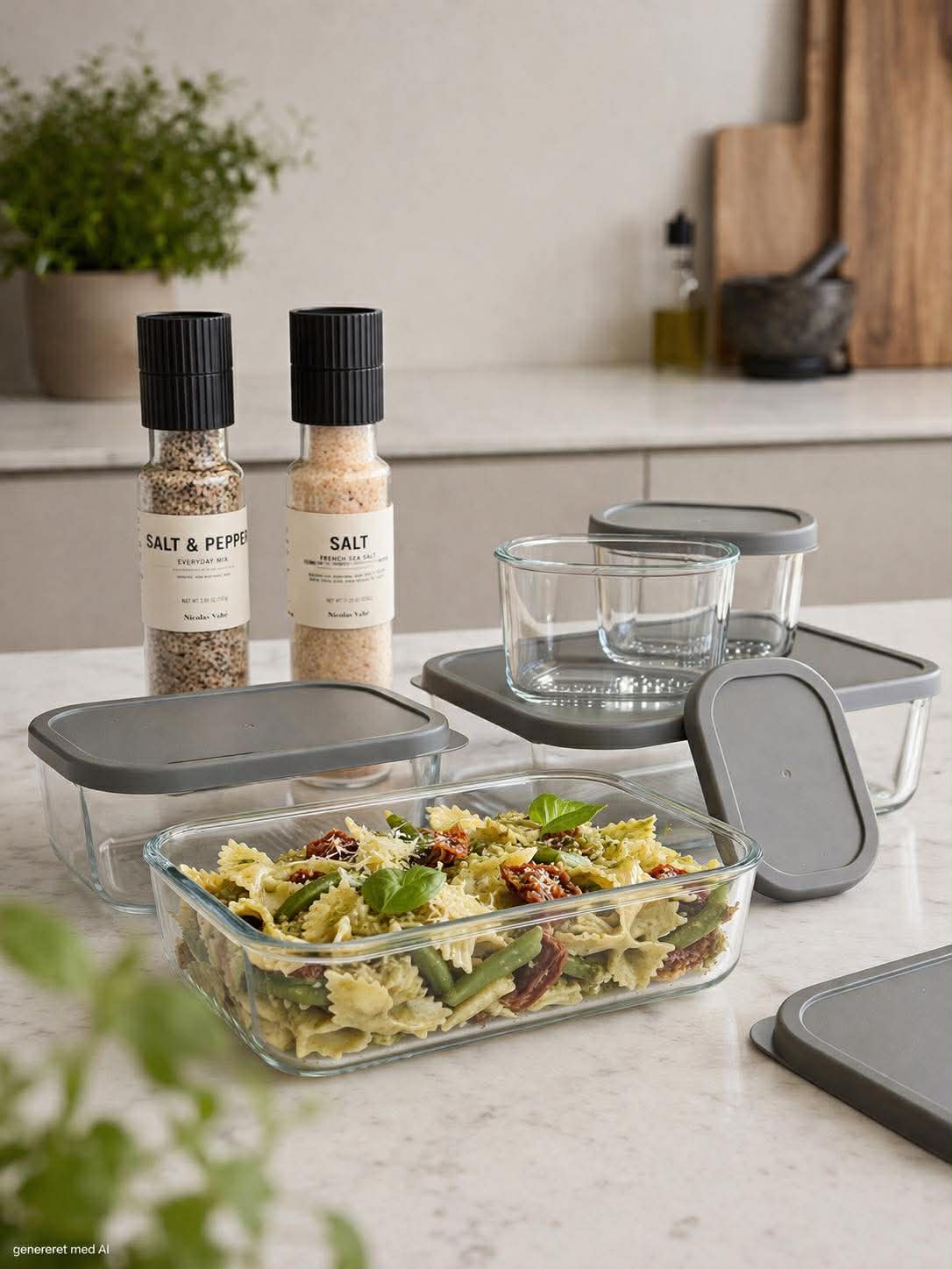 Bewaardozen GLAS met deksel – Set van 5 stuks.